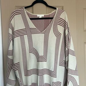 H&M V-Neck Sweater - Cream and Brown
